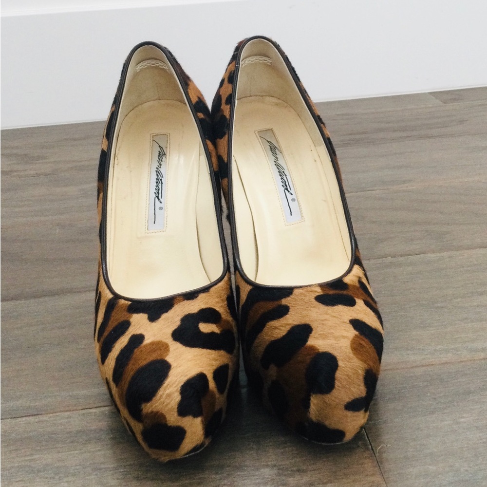 Brian Atwood pony hair leopard pumps